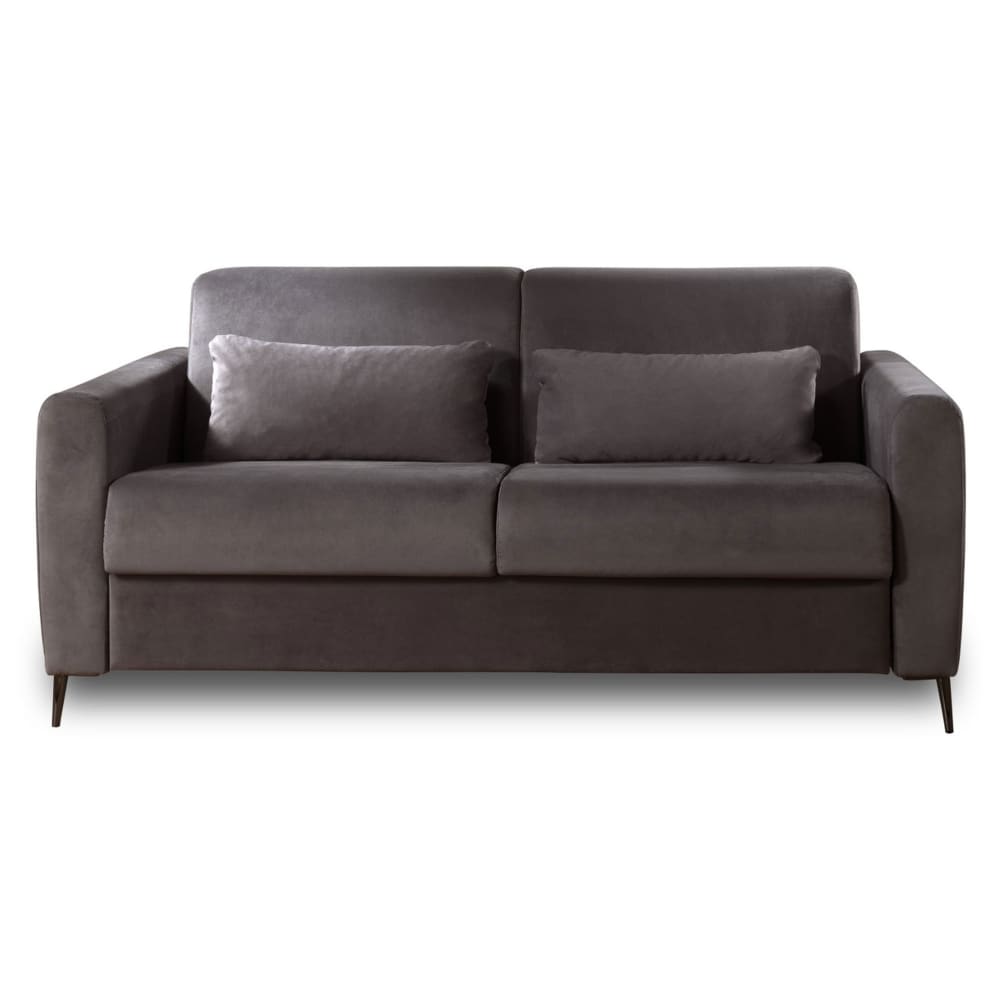 Canapé droit convertible 3 places en velours gris foncé