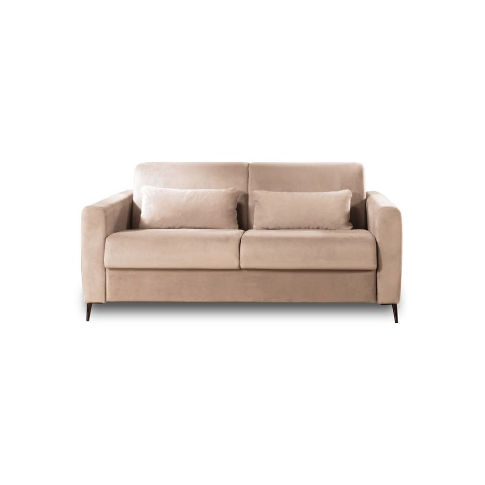 Canapé droit convertible 3 places en velours beige