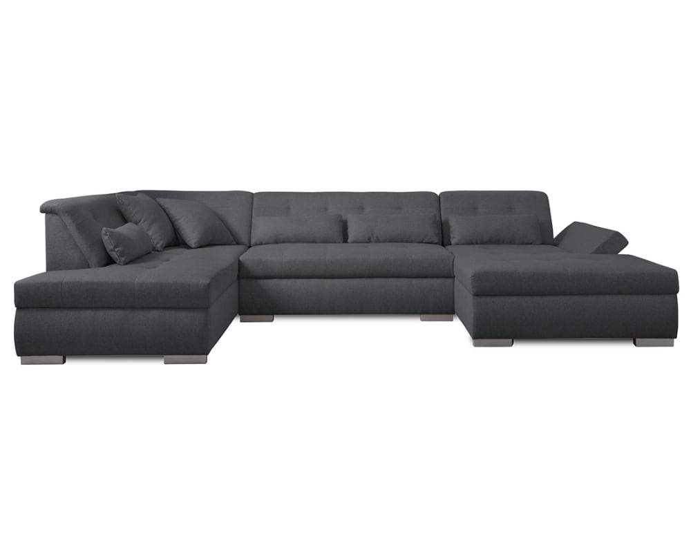 Canapé panoramique d'angle gauche 7 places xxl noir / gris - Maisons du Monde