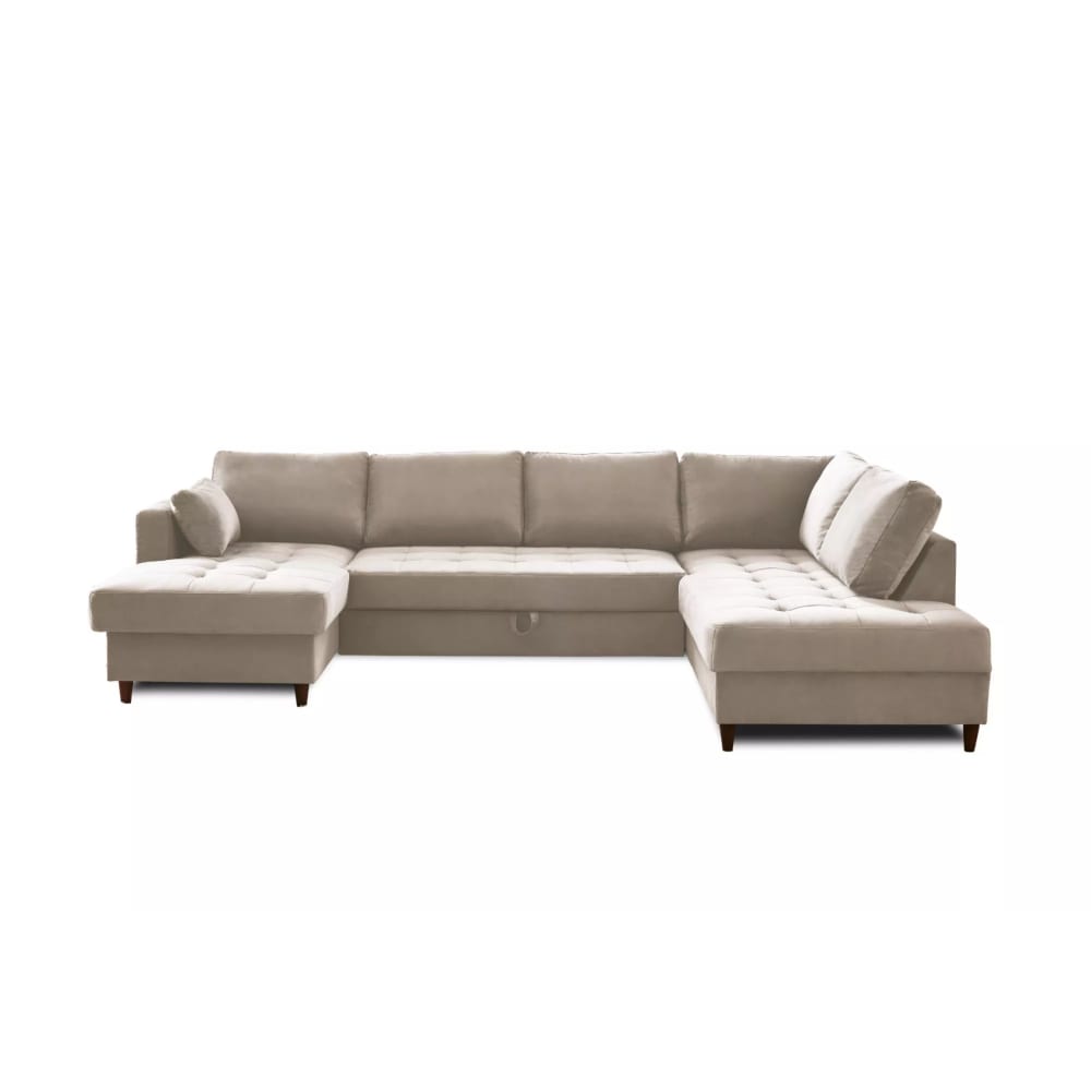 Canapé panoramique 7 places Angle droit en Velours Beige