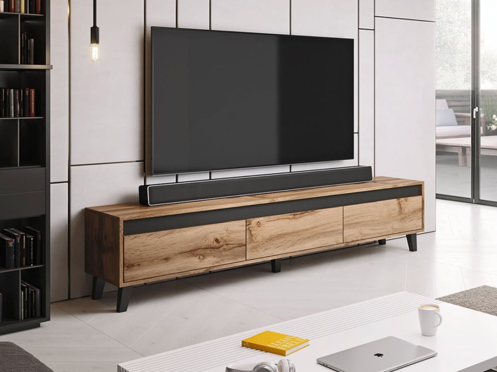 Meuble TV style industriel 185 cm bois