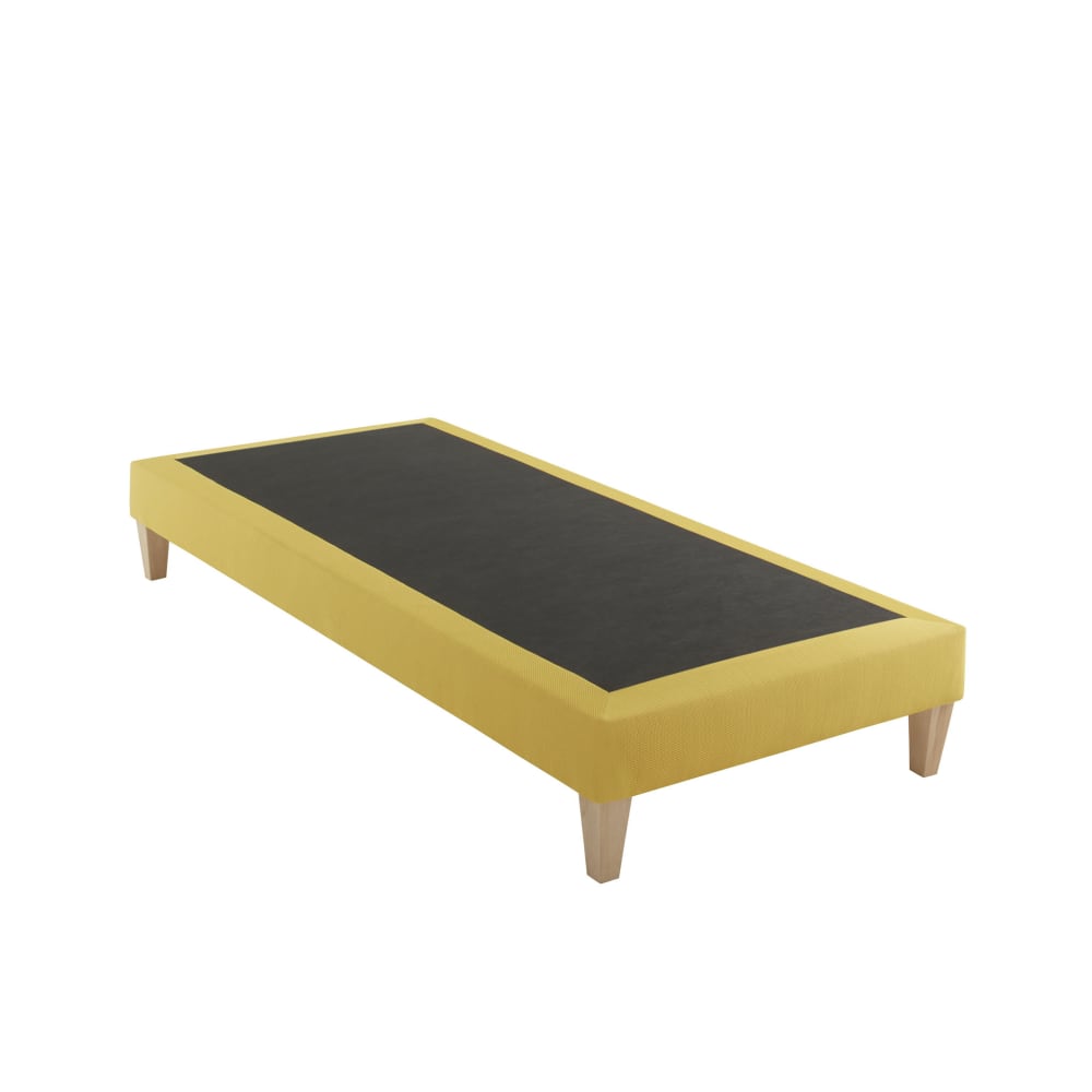 Someo Sommier déco tapissier 70 x 200 Jaune Bois