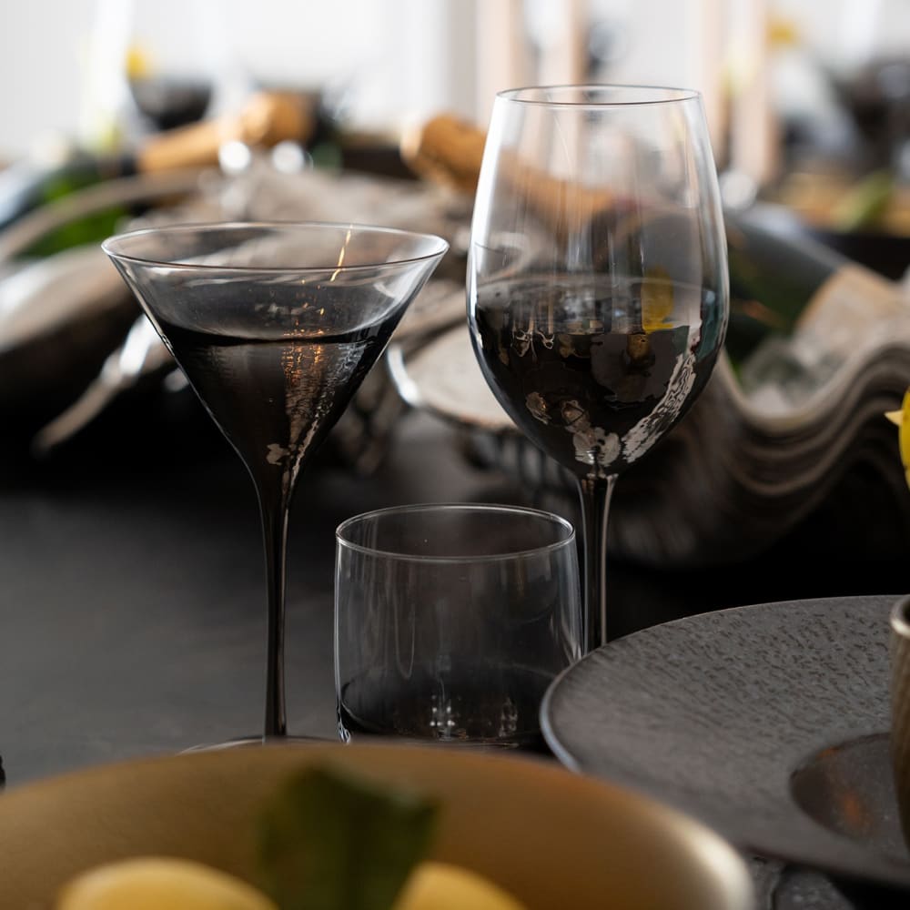 Lot de 4 - verre à vin en verre transparent et argenté - Maisons du Monde