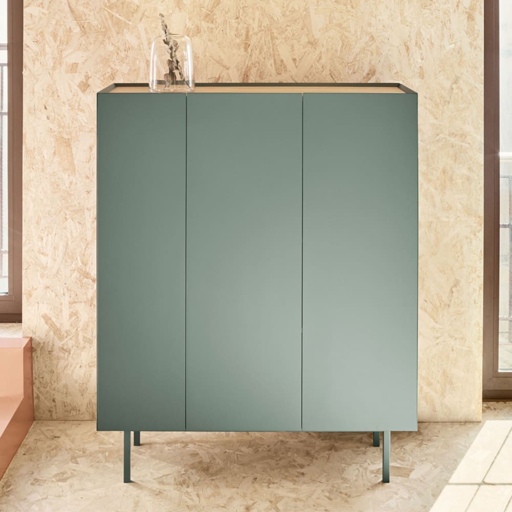 Casier à bouteilles en bois - Vert amande