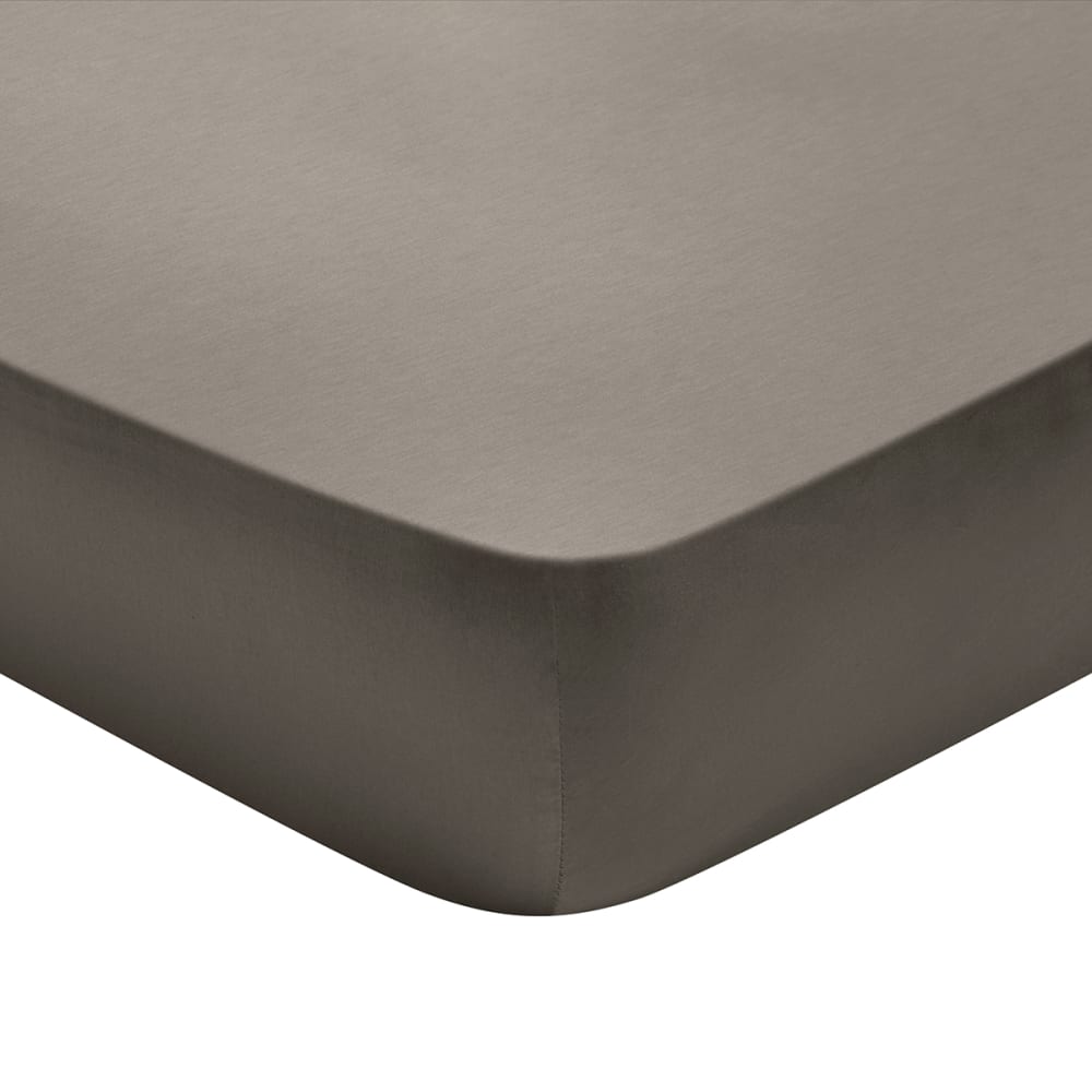 Drap housse   satin de coton coloris taupe 160x200 cm