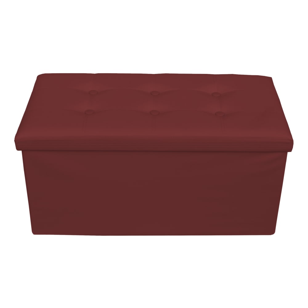 Repose-pieds coffre de rangement avec couvercle en similicuir bordeaux Repose-pieds coffre de rangement avec couvercle en similicuir bordeaux