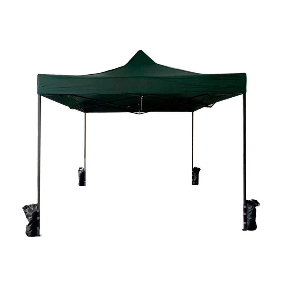 Tonnelle pliant 3x3 m avec 4 poids en métal et polyester vert