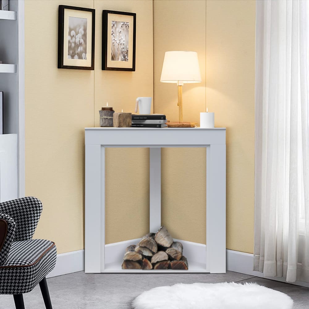 Künstlicher Eckkaminrahmen 100x90x45 cm aus MDF, weiß - Maisons
