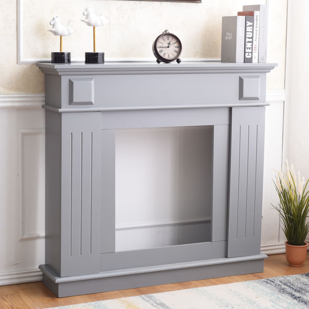 Finto camino decorativo 100x109x26 cm in mdf grigio - Mobili