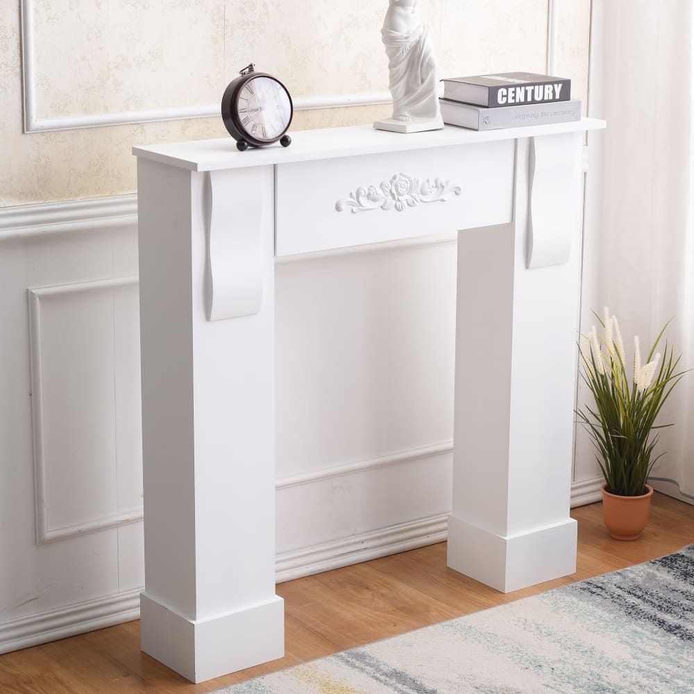 Marco de chimenea con decoración floral 93x22,5x92 cm de mdf blanco - Maisons du Monde