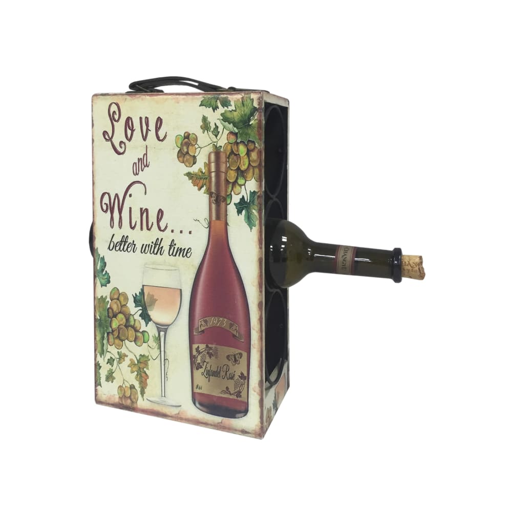 Portabottiglie per 3 bottiglie in mdf e canvas multicolore -