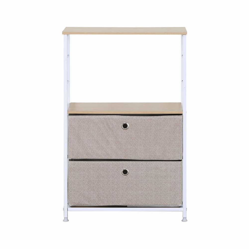 Mueble de almacenamiento con 1 estante y 2 cajones de metal y tela