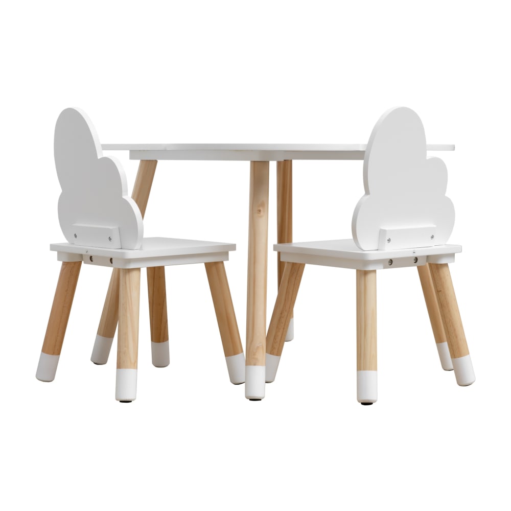 Juego con mesa de centro y 2 sillas para niños de mdf blanco