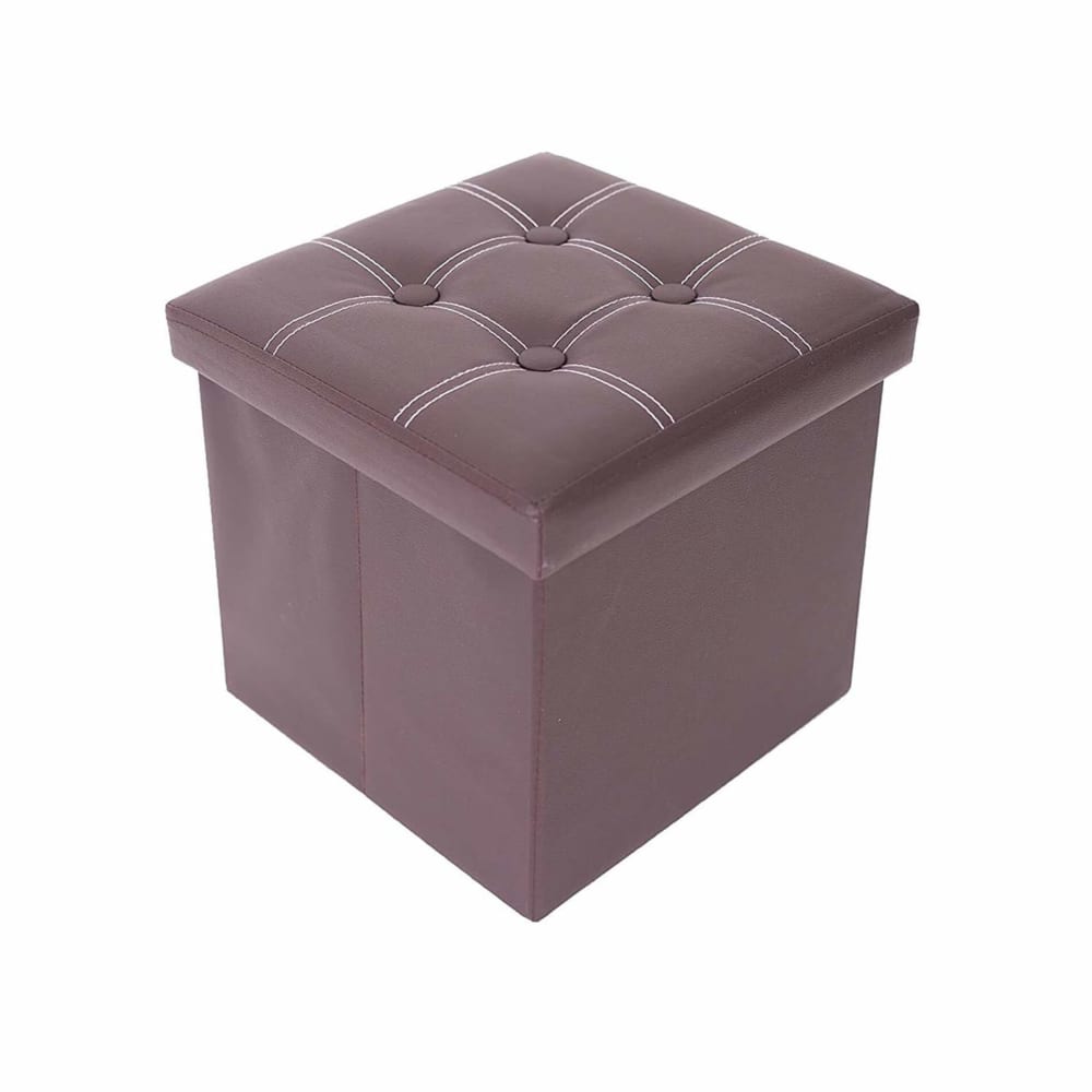 Repose-pieds cube 30x30x30 en similicuir marron