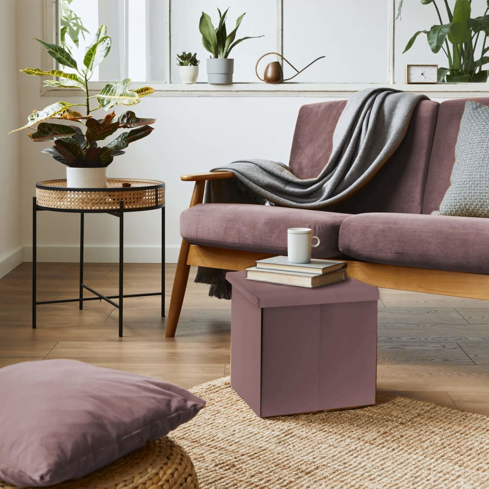 Repose-pieds cube 30x30x30 en similicuir marron - Maisons du Monde
