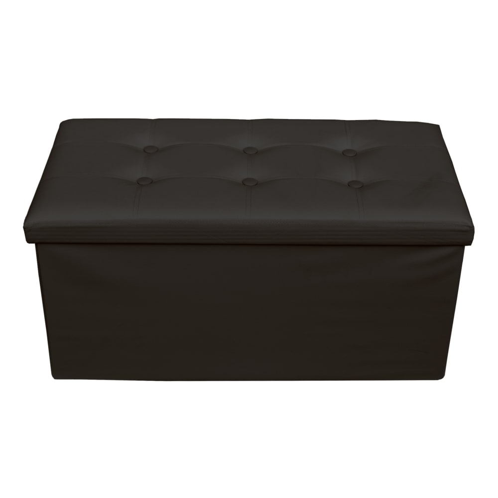 Repose-pieds coffre de rangement avec couvercle en similicuir noir