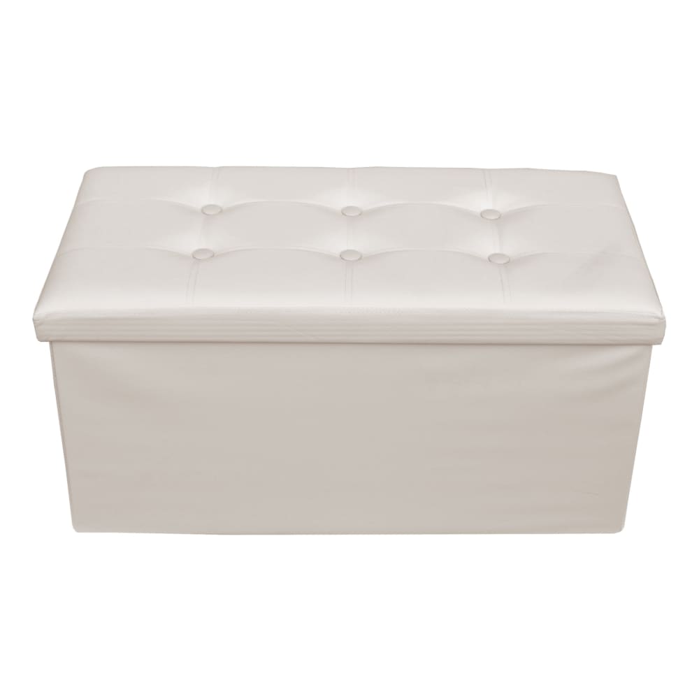 Repose-pieds coffre de rangement avec couvercle en similicuir beige Repose-pieds coffre de rangement avec couvercle en similicuir beige