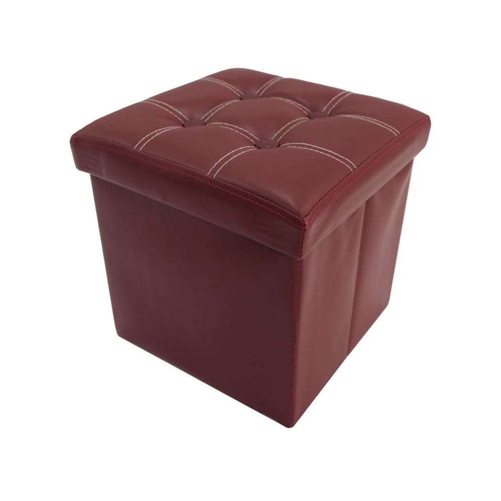 Repose-pieds cube 30x30x30 cm en similicuir bordeaux Repose-pieds cube 30x30x30 cm en similicuir bordeaux