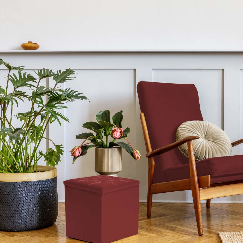 Taburete plegable de polipiel burdeos 30x30x30 - Maisons du Monde