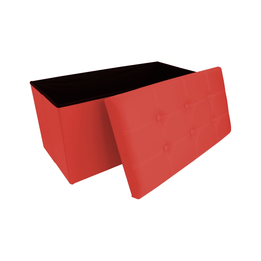 Puff contenitore con coperchio in similpelle rosso - Mobili
