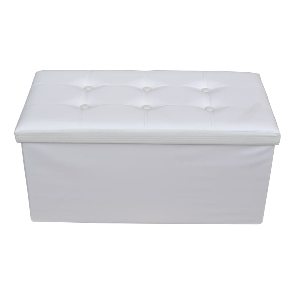 Repose-pieds coffre de rangement avec couvercle en similicuir blanc