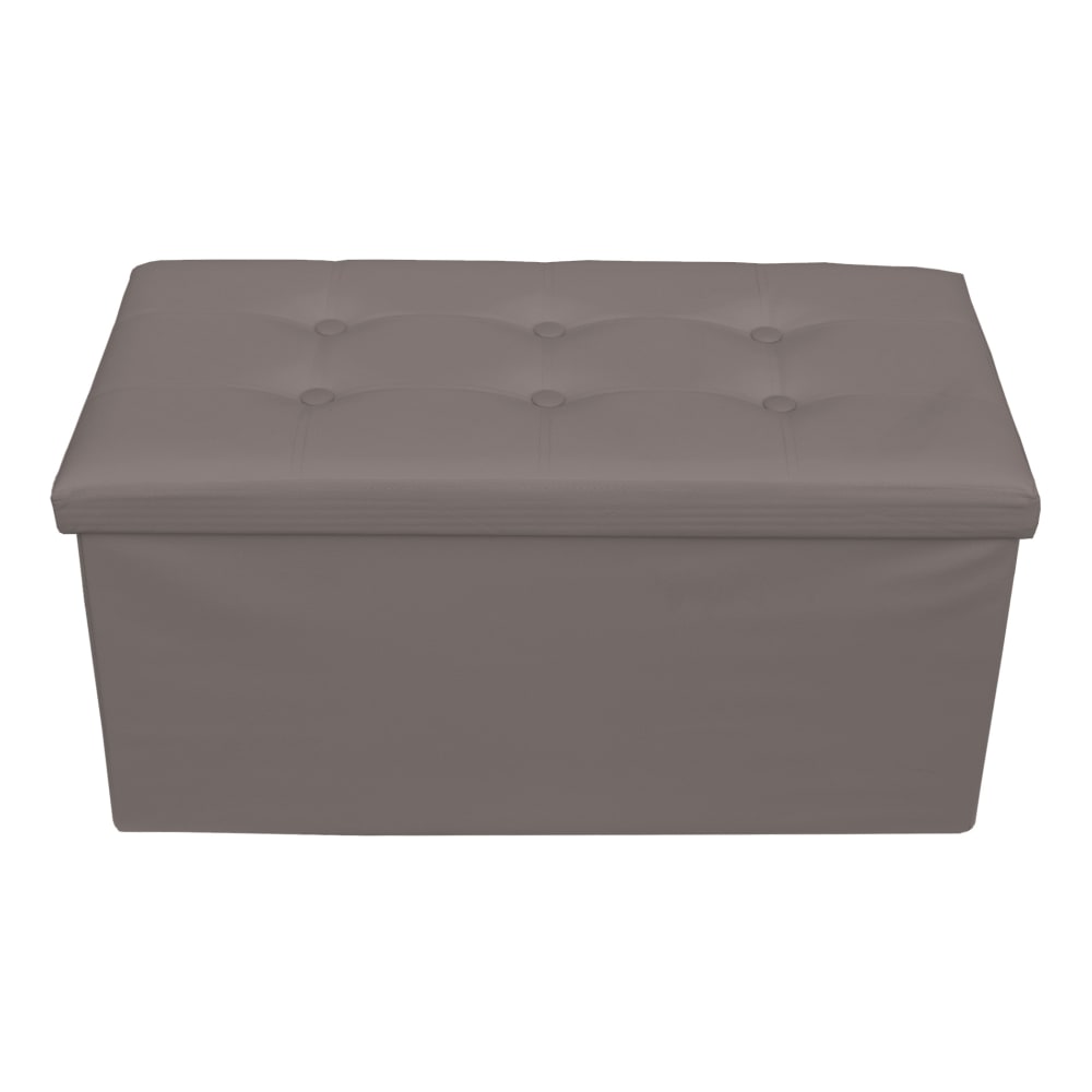 Repose-pieds coffre de rangement avec couvercle en similicuir gris