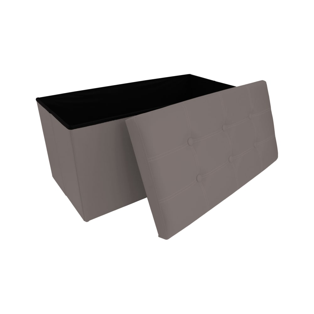 Puff contenitore con coperchio in similpelle grigio - Mobili