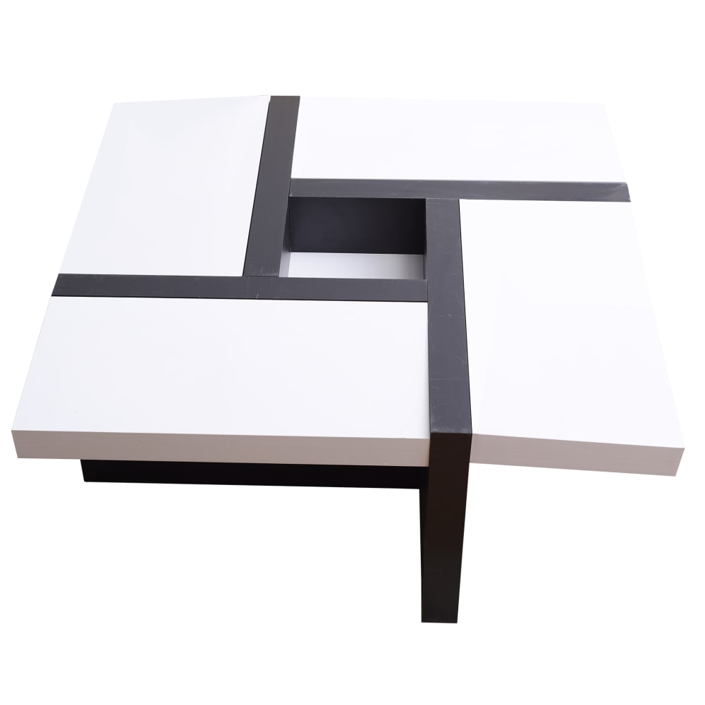 Mesa auxiliar cuadrada de mdf blanco y negro