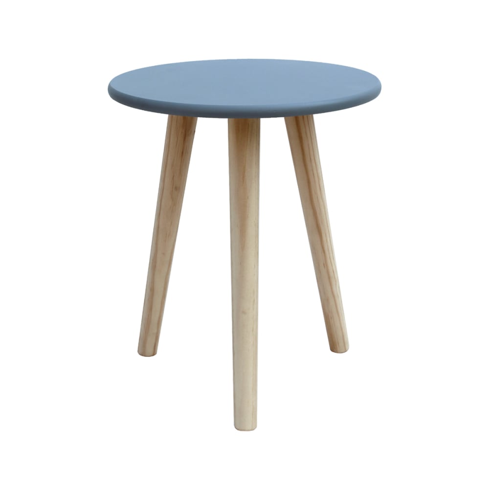 Mesa auxiliar escandinava en mfd y madera de paulonia gris y marrón