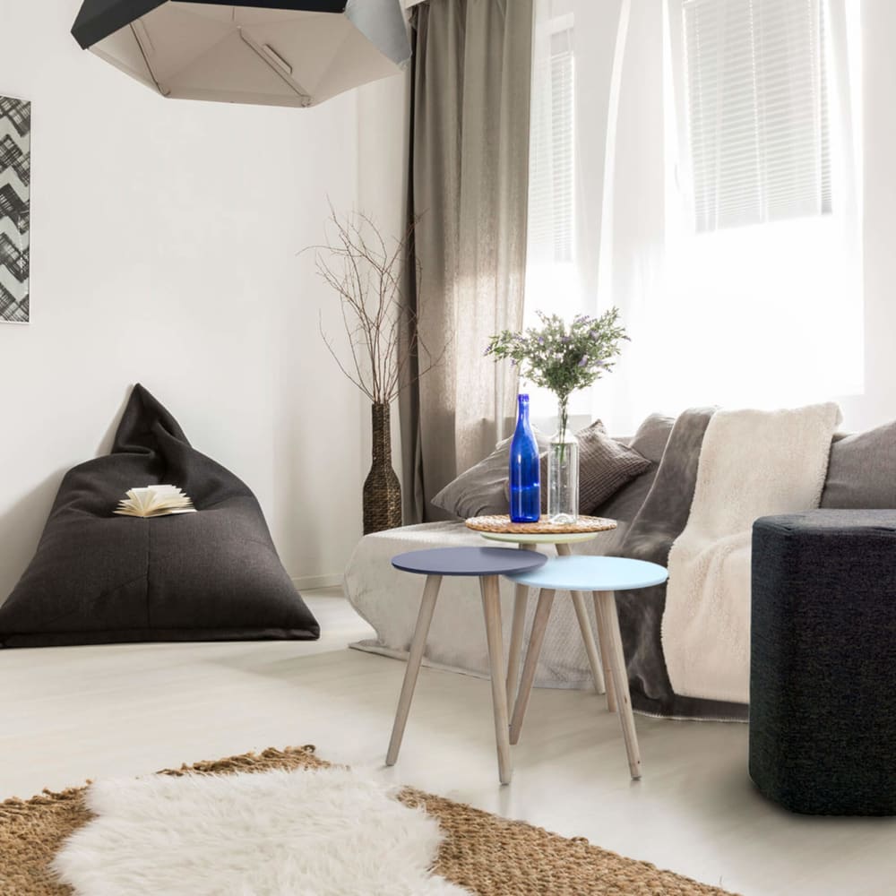 Couchtisch aus MFD und Paulownia-Holz, grau und braun - Maisons