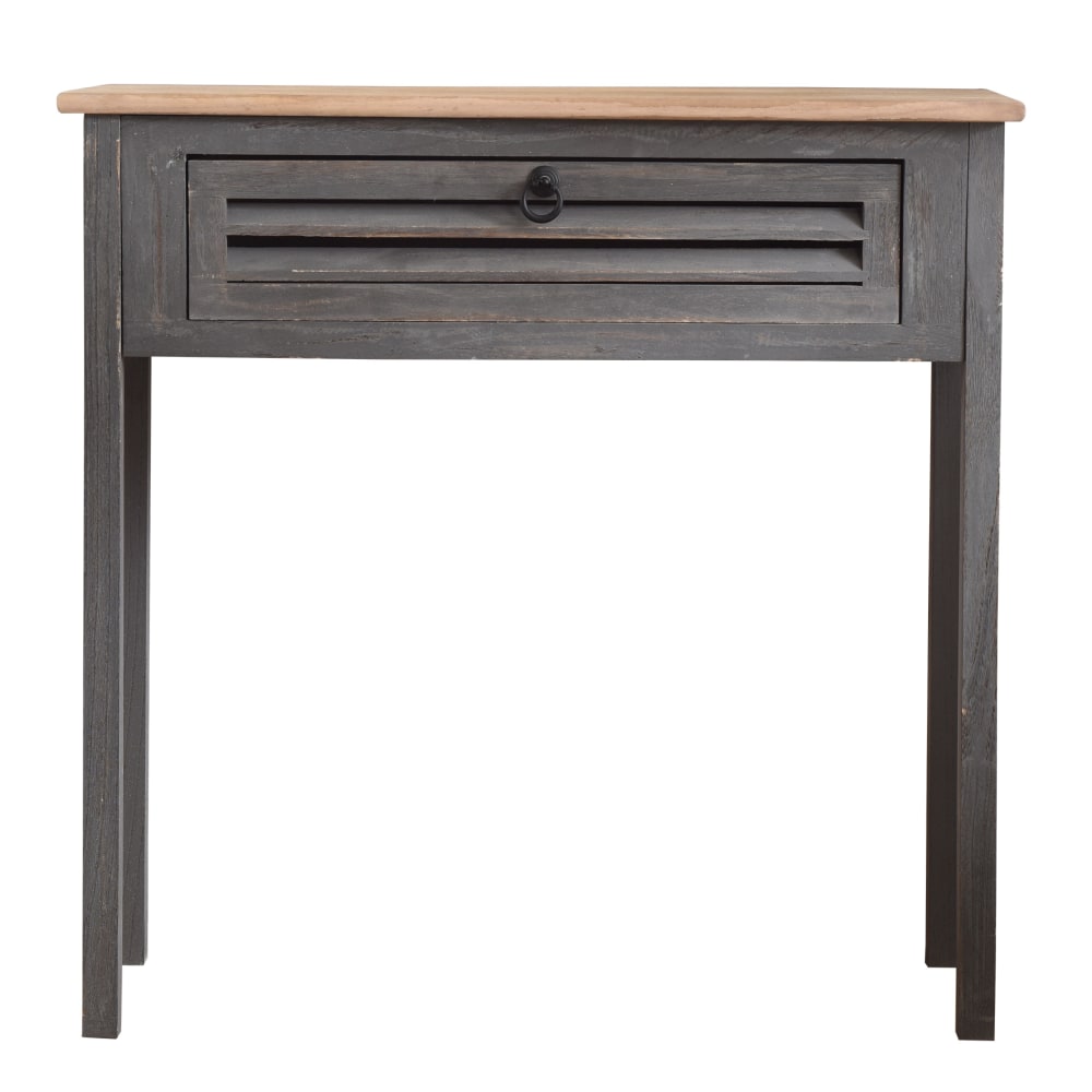 Consola con 1 cajón en madera de paulonia azul