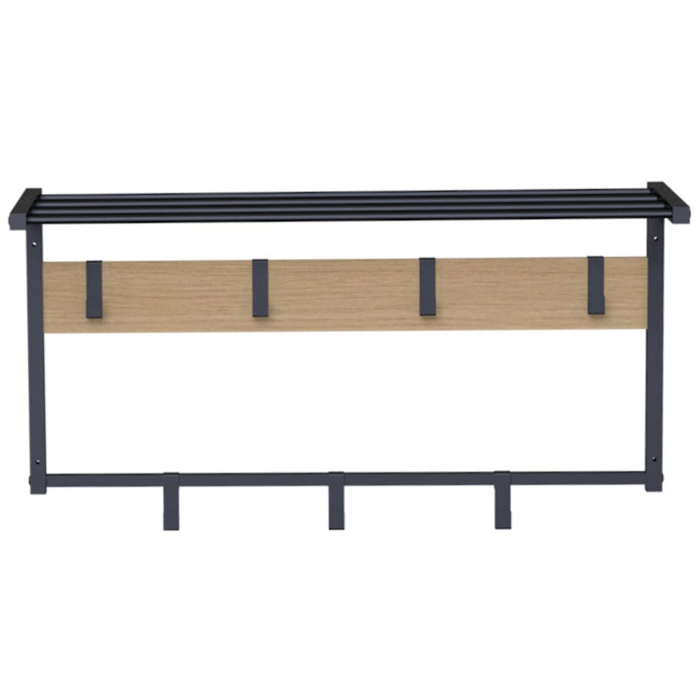 Porte-manteaux mural en aggloméré et métal noir et beige