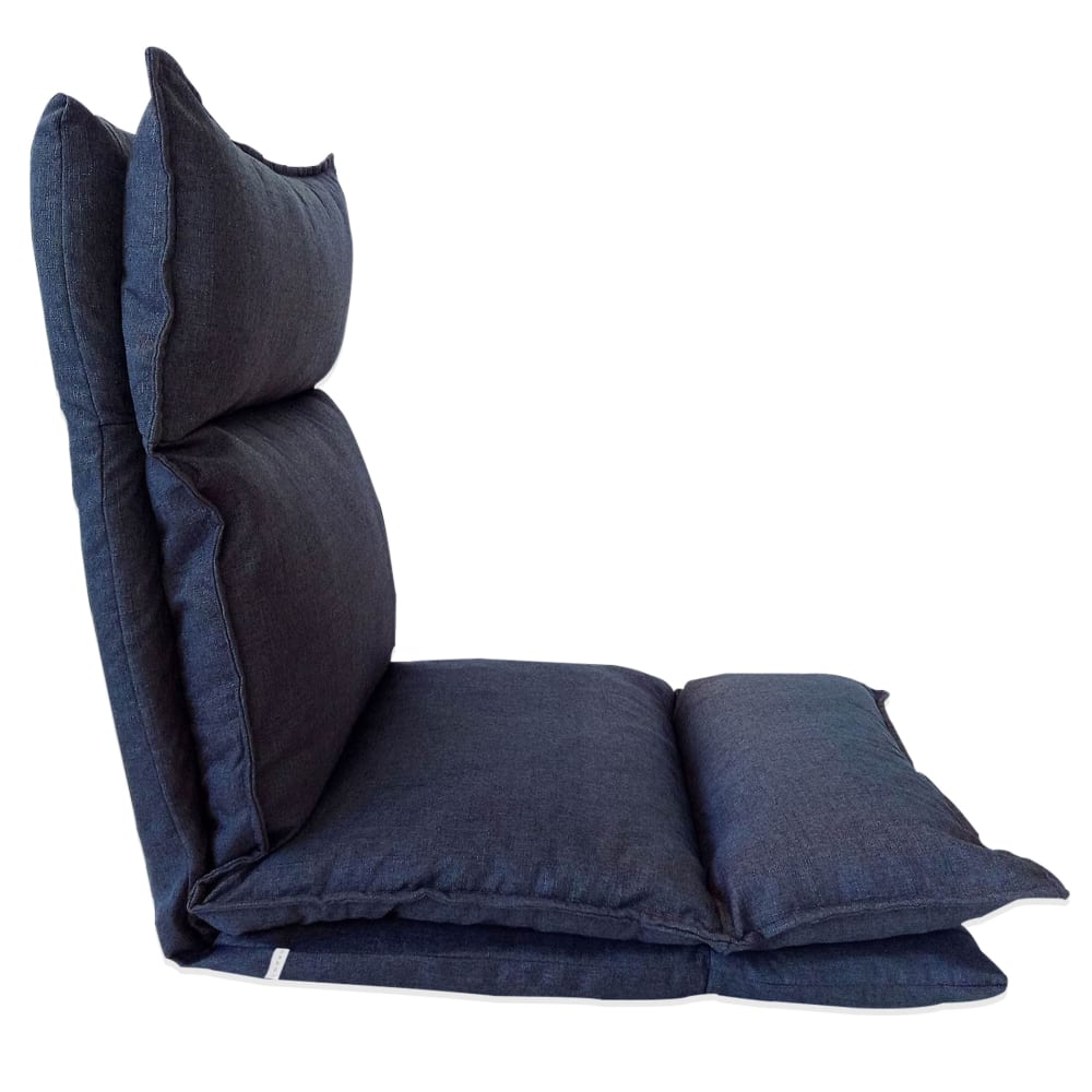 Seduta poltrona yoga in metallo e poliestere blu denim - Mobili