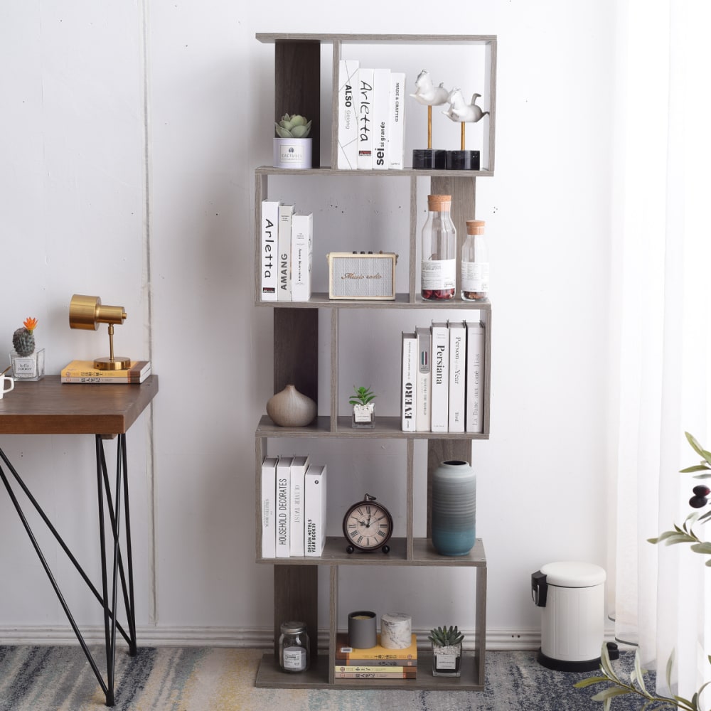 Librería con 5 estantes en mdf gris blanqueado - Maisons du Monde