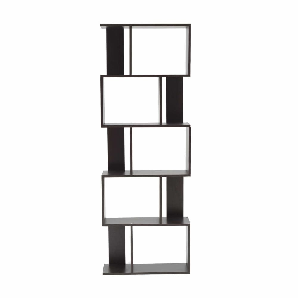 Libreria scaffale con 5 ripiani in mdf colore marrone wenge - Modello Contemporaneo - Marrone - Pannello di particelle