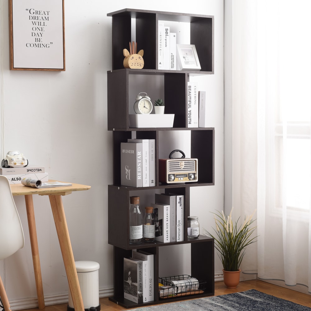 Libreria scaffale con 5 ripiani in mdf colore marrone wenge -