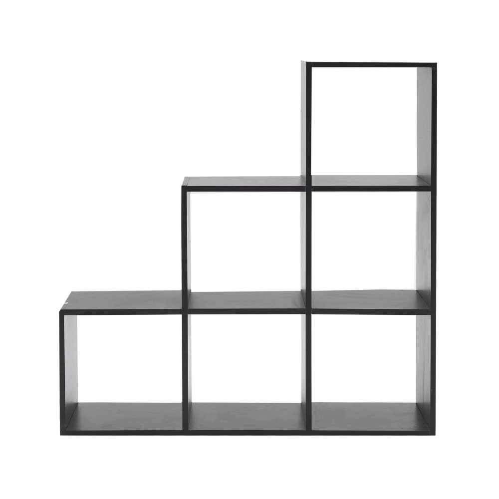 Mobili Rebecca Bücherregal mit 6 Fächern aus schwarzem MDF style modern - Spanplatte