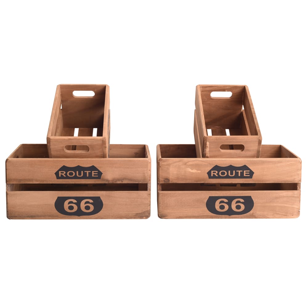 Set mit 4 Aufbewahrungsboxen aus Paulownia-Holz, braun - Maisons