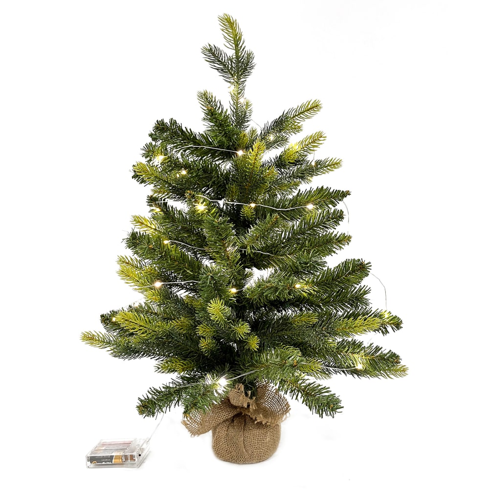 Árbol de navidad artificial 50 luces led pvc y pe verde alt. 60 cm