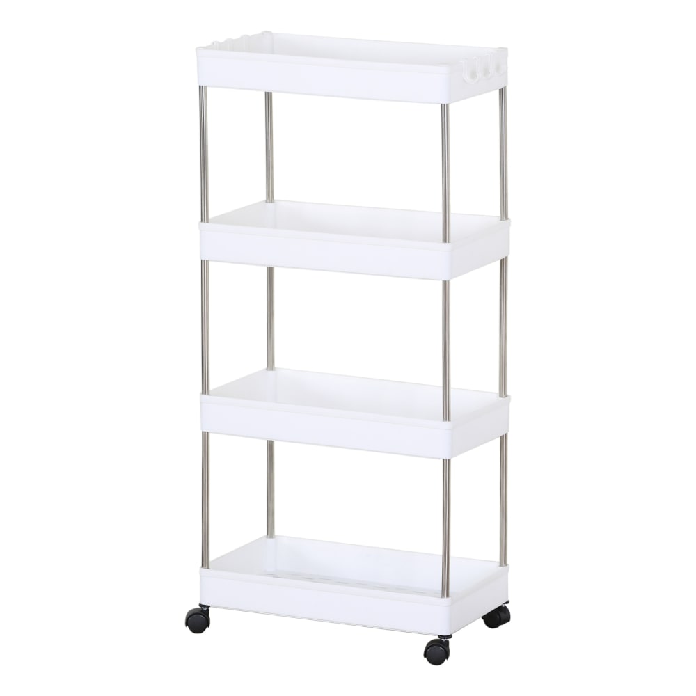 Carrello da cucina con ruote 85x40x23 cm in plastica bianco -