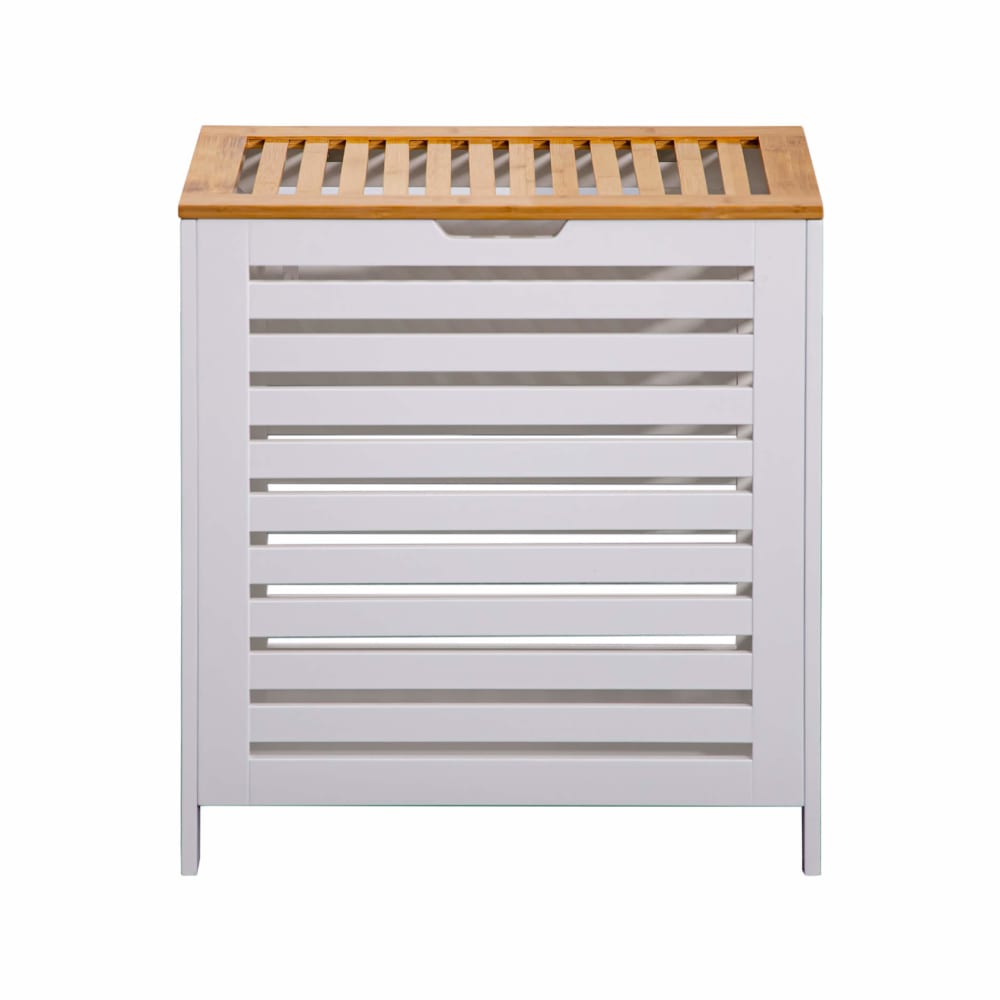 Panier à linge avec couvercle blanc et marron