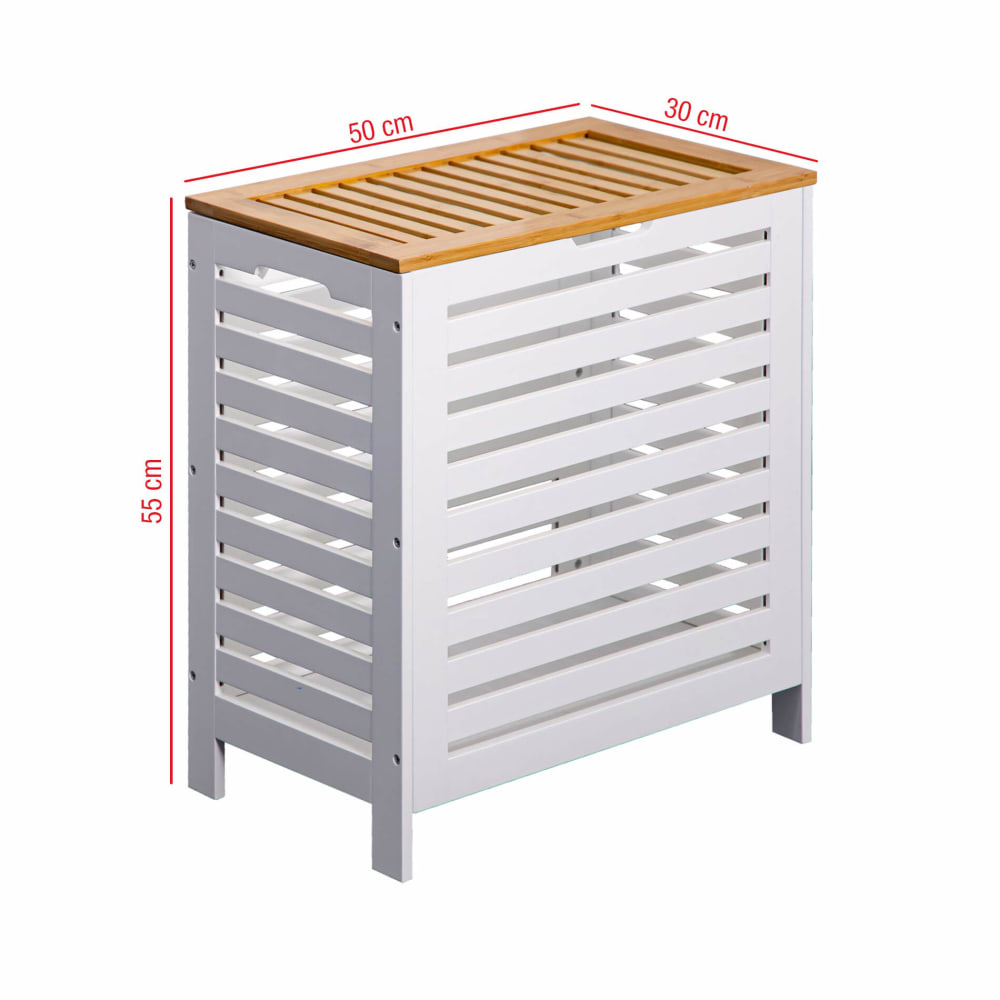 Panier à linge avec couvercle blanc et marron — vue 4