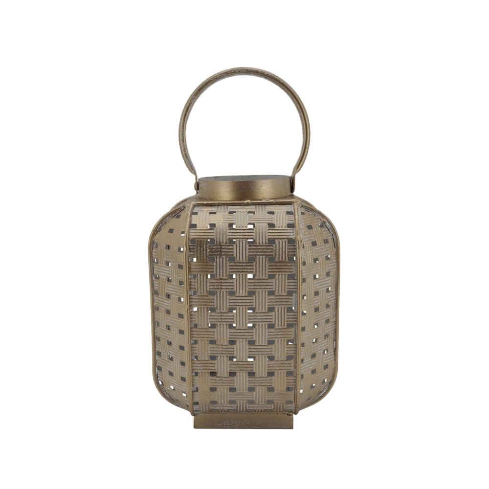 Lanterna portacandela etnica 22x16x16 cm metallo dorato - Mobili