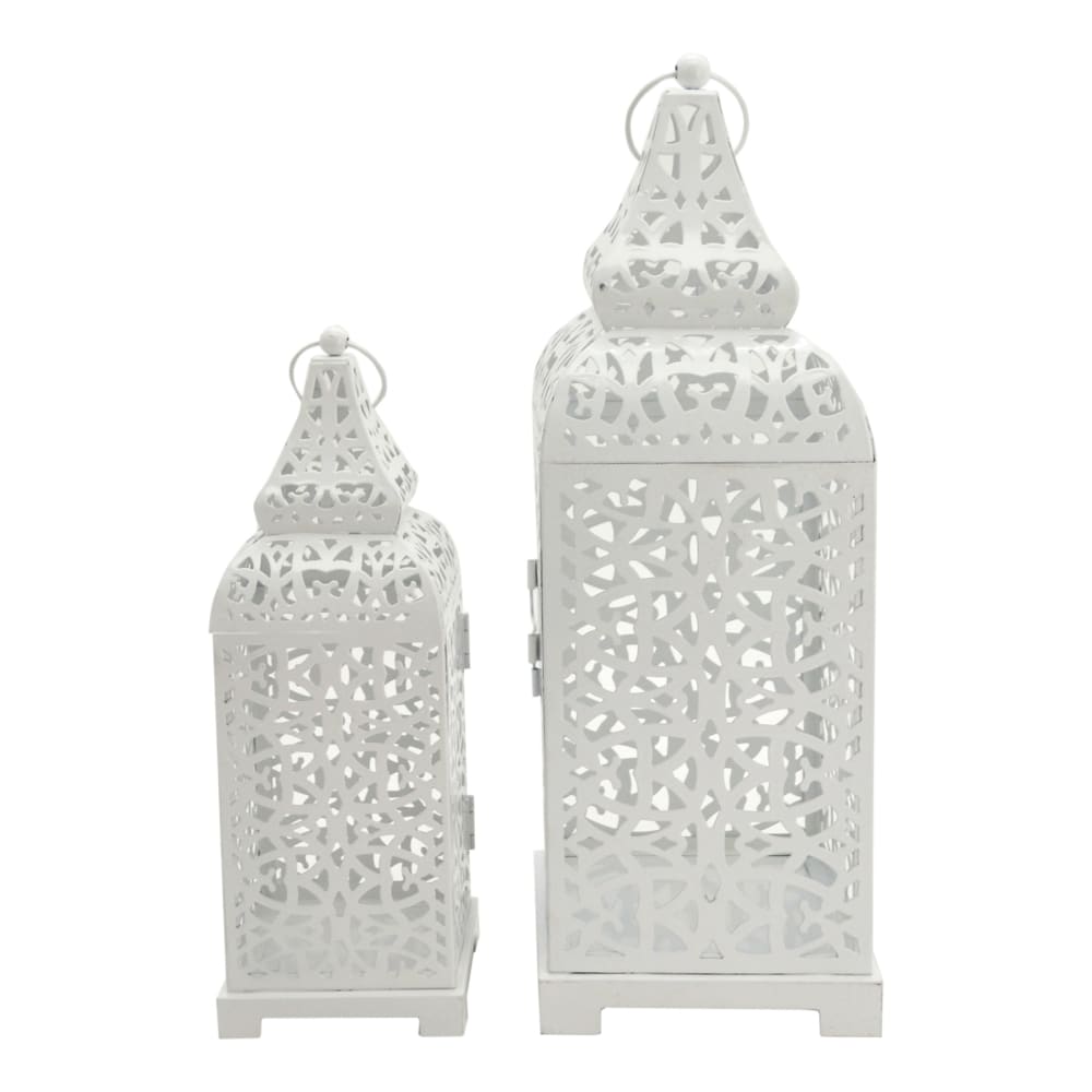 Mobili Rebecca 2er-Set Kerzenhalter aus weißem Metall im ethnischen Stil style exotic - Metall Festliche Dekoration