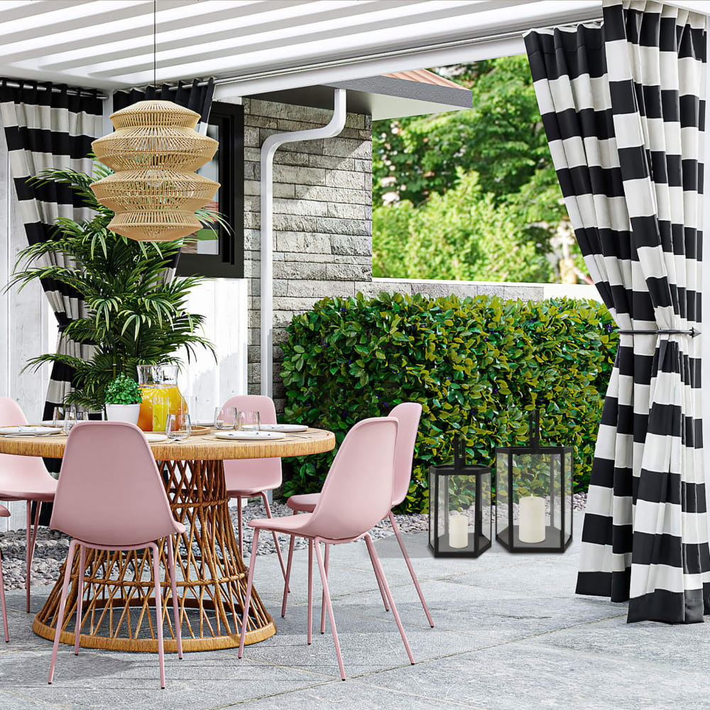 Juego de 2 faroles modernos de exterior de metal negro y pvc - Maisons du Monde
