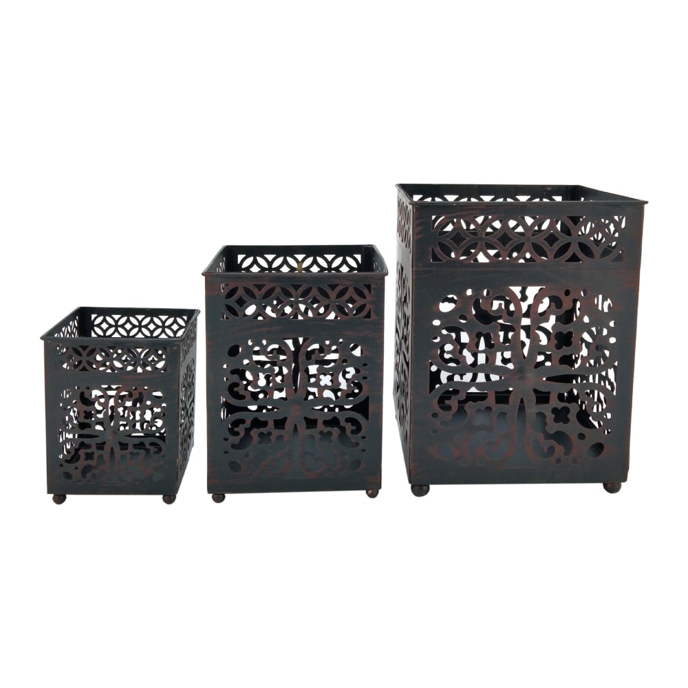 Set di 3 portacandele marocchine in metallo nere - Metallo