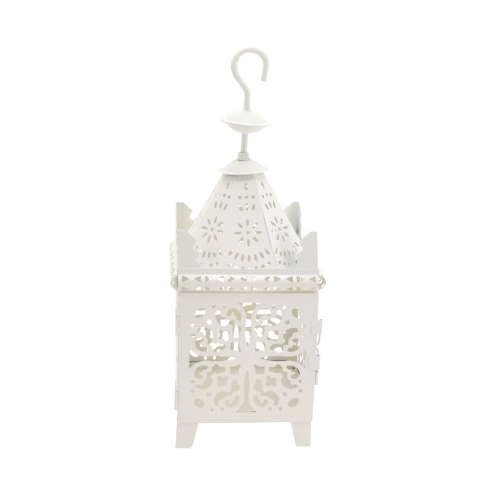 Lanterne bougeoir avec crochet en métal blanc - Maisons du Monde