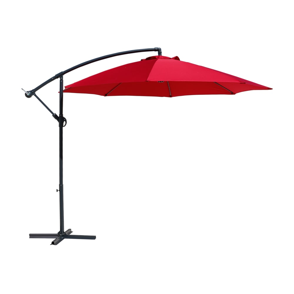 Parasol déporté 3x3 m en acier et polyester rouge