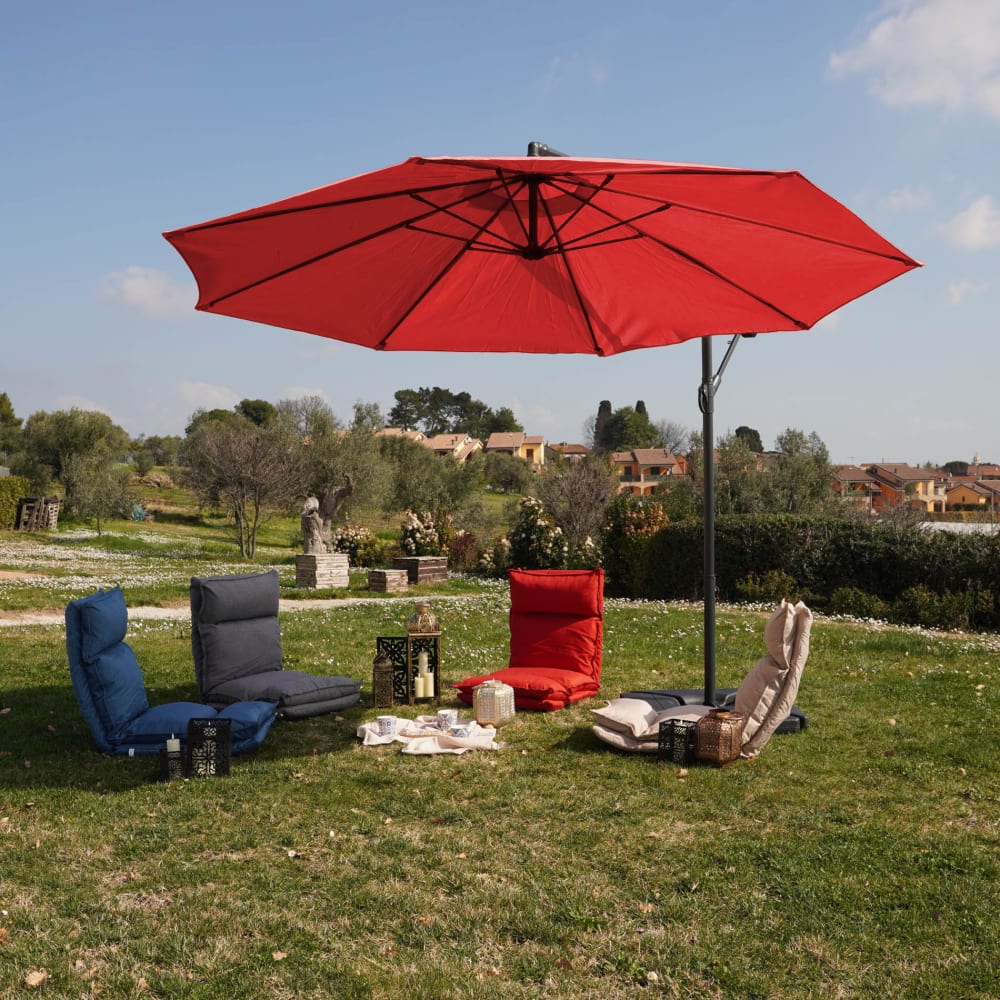 Parasol déporté 3x3 m en acier et polyester rouge - Maisons du Monde