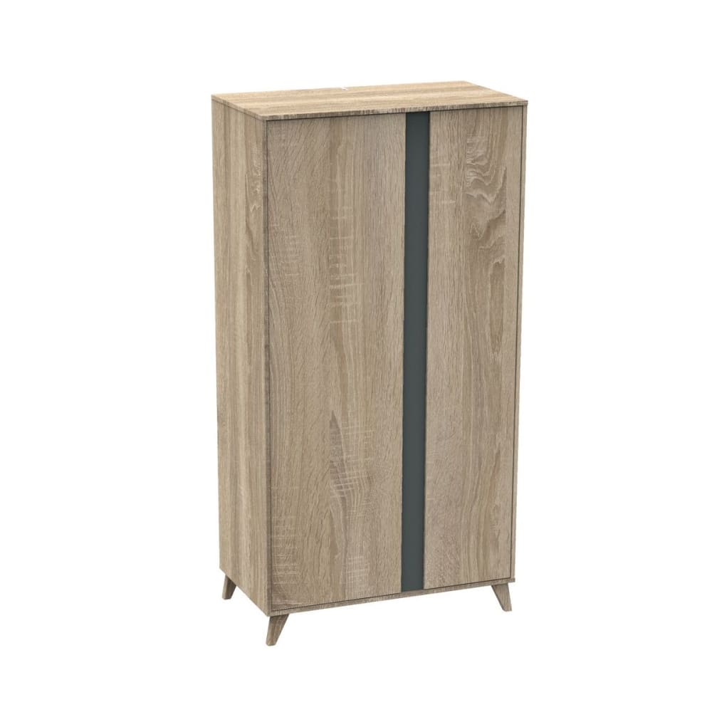 Armoire 2 portes couleur bois et gris volcan
